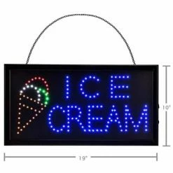 Promo ⭐ Alpine Industries 19 in. x 10 in. LED Rectangular Ice Cream Sign with 2 Display Modes (2-Pack) ✨ -Premier Lock Sales black alpine industries business signs 497 13 2pk 4f 1000