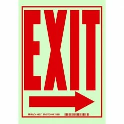 Best reviews of 👍 Brady 10 in. x 7 in. Glow-in-the-Dark Self-Stick Polyester Right-Pointing Arrow Exit Sign ✨
