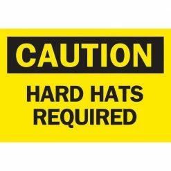 Flash Sale 🌟 Brady 10 in. x 14 in. Plastic Caution Hard Hats Required OSHA Safety Sign ⭐