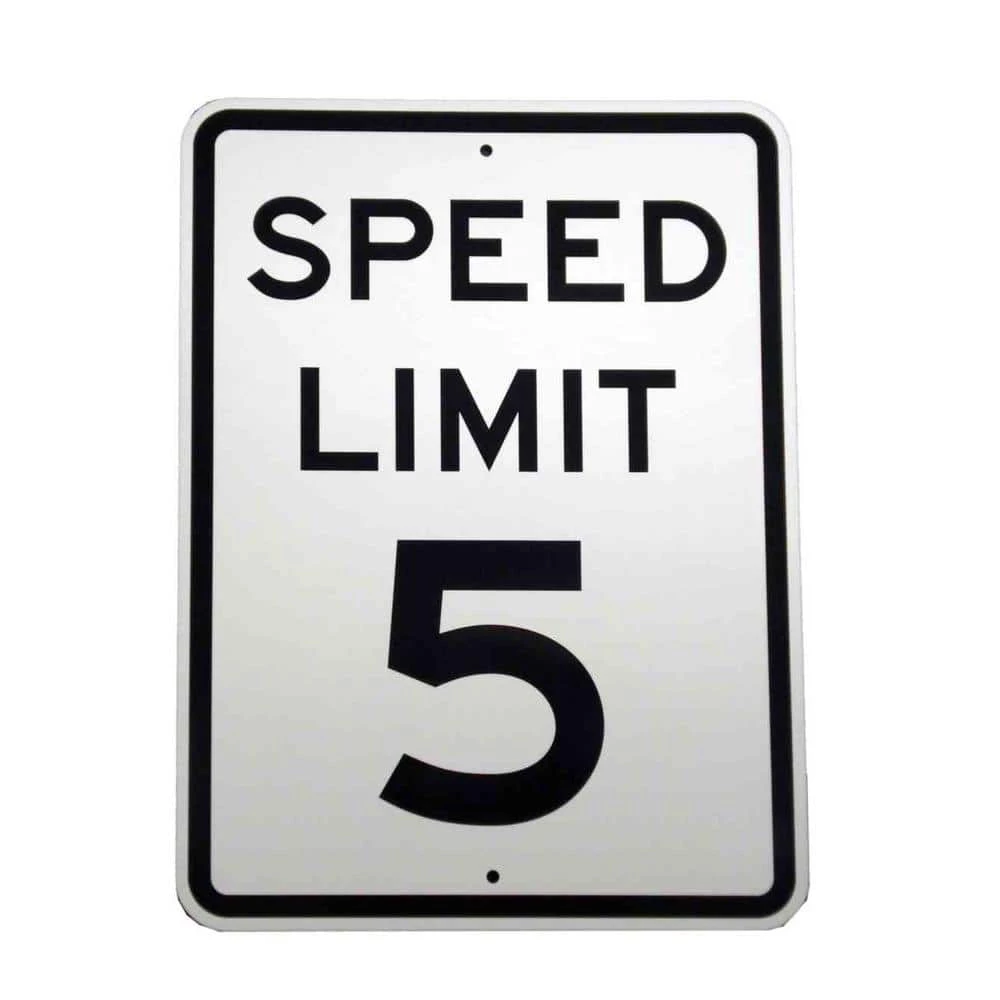 Brand new 🎉 Brady 24 in. x 18 in. Aluminum Speed Limit 5 MPH Sign 😉 1 Brand new 🎉 Brady 24 in. x 18 in. Aluminum Speed Limit 5 MPH Sign 😉