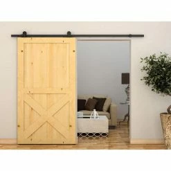 Deals 😍 WINSOON 6 ft./72 in. Top Mount Sliding Barn Door Hardware Track Kit for Single Door with Non-Routed Floor Guide Frosted Black 🌟 -Premier Lock Sales black winsoon barn door hardware gcm2028 4f 1000