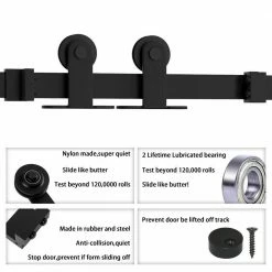 Deals 😍 WINSOON 6 ft./72 in. Top Mount Sliding Barn Door Hardware Track Kit for Single Door with Non-Routed Floor Guide Frosted Black 🌟 -Premier Lock Sales black winsoon barn door hardware gcm2028 fa 1000