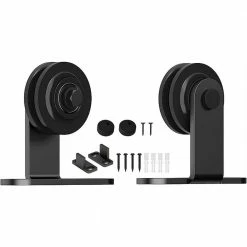 Deals 🔔 WINSOON Black Antique Roller Kit for Sliding Barn Door Hardware System (T Shape Design) 👏