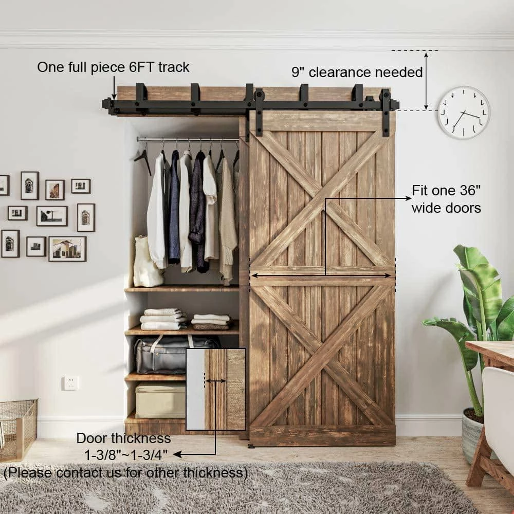 Cheapest βοΈ WINSOON 6 ft./72 in. Powder π§₯ Coated Black Heavy-Duty Bypass Double Door Sliding Barn Door Hardware Classic Design Roller π 4 Cheapest βοΈ WINSOON 6 ft./72 in. Powder π§₯ Coated Black Heavy-Duty Bypass Double Door Sliding Barn Door Hardware Classic Design Roller π - Image 4