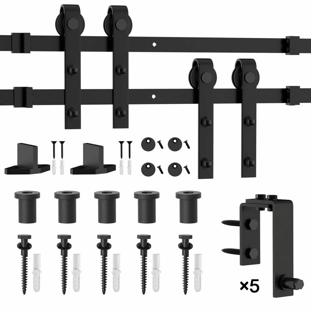 Outlet π WINSOON 6.6 ft./79 in. Powder π§₯ Coated Black Heavy-Duty Bypass Double Door Sliding Barn Door Hardware Classic Design Roller β€οΈ 1 Outlet π WINSOON 6.6 ft./79 in. Powder π§₯ Coated Black Heavy-Duty Bypass Double Door Sliding Barn Door Hardware Classic Design Roller β€οΈ