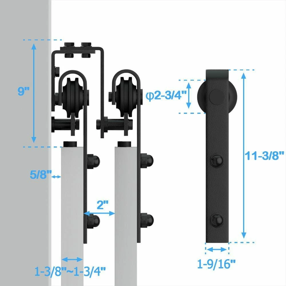Outlet π WINSOON 6.6 ft./79 in. Powder π§₯ Coated Black Heavy-Duty Bypass Double Door Sliding Barn Door Hardware Classic Design Roller β€οΈ 7 Outlet π WINSOON 6.6 ft./79 in. Powder π§₯ Coated Black Heavy-Duty Bypass Double Door Sliding Barn Door Hardware Classic Design Roller β€οΈ - Image 7