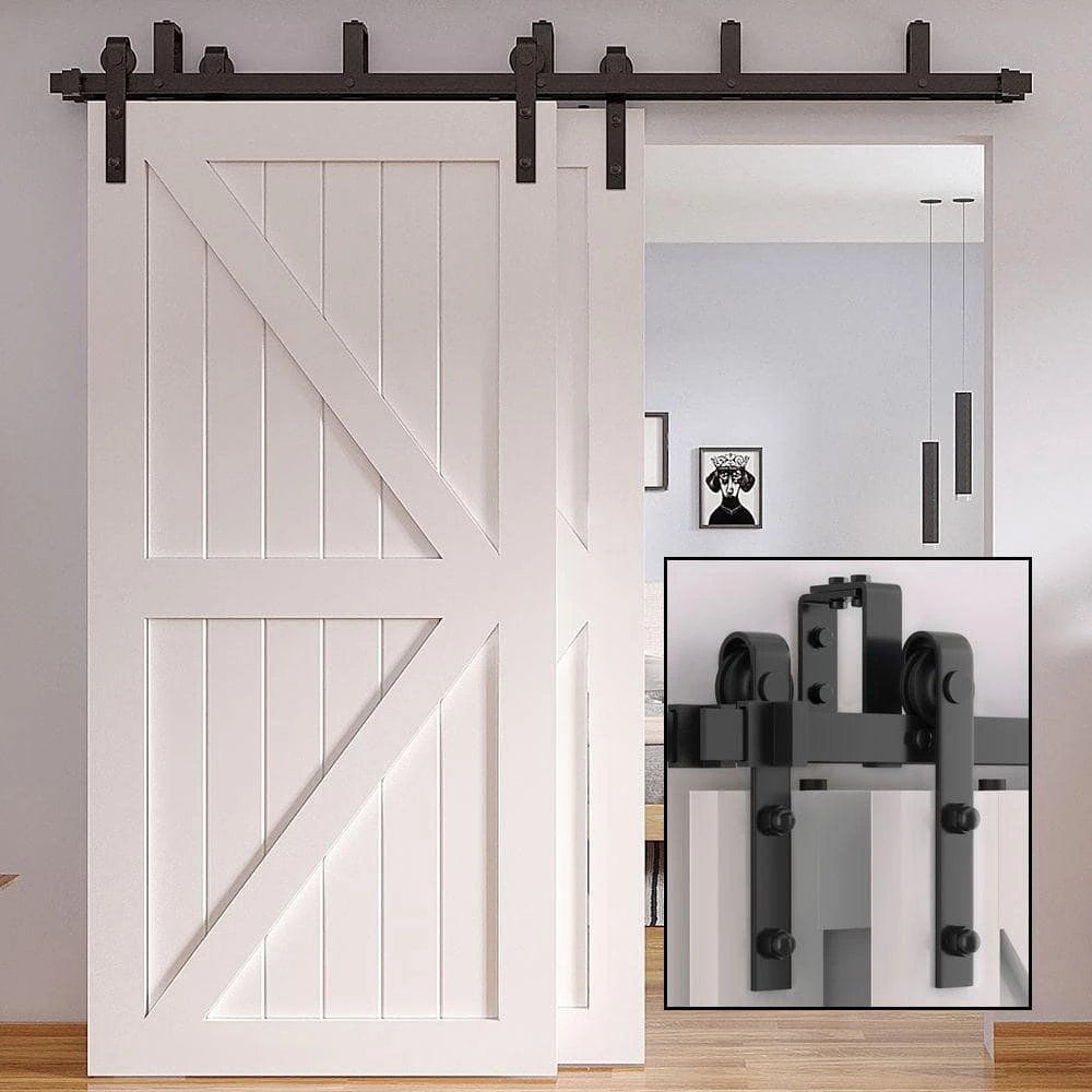 Outlet π WINSOON 6.6 ft./79 in. Powder π§₯ Coated Black Heavy-Duty Bypass Double Door Sliding Barn Door Hardware Classic Design Roller β€οΈ 2 Outlet π WINSOON 6.6 ft./79 in. Powder π§₯ Coated Black Heavy-Duty Bypass Double Door Sliding Barn Door Hardware Classic Design Roller β€οΈ - Image 2