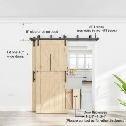 New ✔️ WINSOON 8 ft./96 in. Black Bypass Sliding Barn Hardware Track Kit for Double Wood Doors with Non-Routed Door Guide 🧨 -Premier Lock Sales black winsoon barn door hardware gcm2880 1f 1000