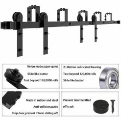 New ✔️ WINSOON 8 ft./96 in. Black Bypass Sliding Barn Hardware Track Kit for Double Wood Doors with Non-Routed Door Guide 🧨 -Premier Lock Sales black winsoon barn door hardware gcm2880 fa 1000