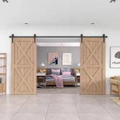 Wholesale 𧨠WINSOON 18 ft./216 in. Black Steel Heavy-Duty Rolling Barn Door Hardware Kit for Double Wood Doors with Non-Routed Floor Guide π 10 Wholesale 𧨠WINSOON 18 ft./216 in. Black Steel Heavy-Duty Rolling Barn Door Hardware Kit for Double Wood Doors with Non-Routed Floor Guide π -Premier Lock Sales black winsoon barn door hardware gcm3754 1f 1000