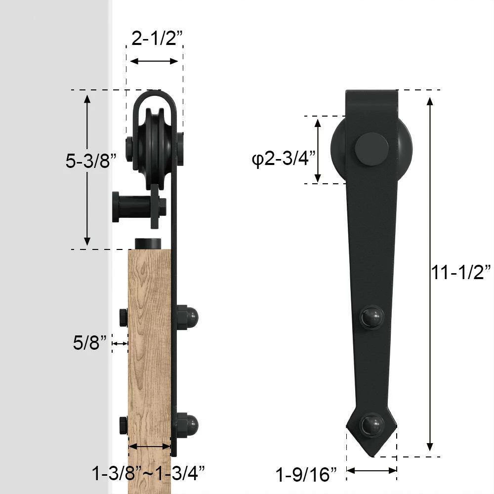 Wholesale 𧨠WINSOON 18 ft./216 in. Black Steel Heavy-Duty Rolling Barn Door Hardware Kit for Double Wood Doors with Non-Routed Floor Guide π 7 Wholesale 𧨠WINSOON 18 ft./216 in. Black Steel Heavy-Duty Rolling Barn Door Hardware Kit for Double Wood Doors with Non-Routed Floor Guide π - Image 7