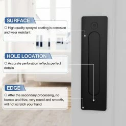 Top 10 👏 WINSOON 12 in. L Modern Rustic Black Satin Nickel Sliding Barn Door Handle Pull and Flush Hardware Set 🤩 -Premier Lock Sales black winsoon barn door hardware gcm4987n 1f 1000
