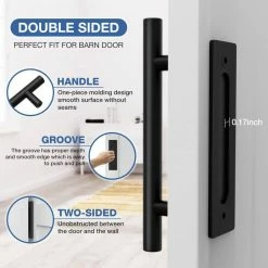 Top 10 👏 WINSOON 12 in. L Modern Rustic Black Satin Nickel Sliding Barn Door Handle Pull and Flush Hardware Set 🤩 -Premier Lock Sales black winsoon barn door hardware gcm4987n 4f 1000