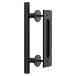 Top 10 👏 WINSOON 12 in. L Modern Rustic Black Satin Nickel Sliding Barn Door Handle Pull and Flush Hardware Set 🤩