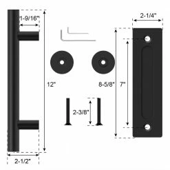 Top 10 👏 WINSOON 12 in. L Modern Rustic Black Satin Nickel Sliding Barn Door Handle Pull and Flush Hardware Set 🤩 -Premier Lock Sales black winsoon barn door hardware gcm4987n 76 1000