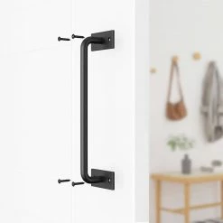 Wholesale 🔥 WINSOON 12 in. L Black Powder 🧥 Coated Rounded Corners Sliding Barn Door Pull and Flush Barn Door Handle Set 🧨 -Premier Lock Sales black winsoon barn door hardware gcm4989 1f 1000