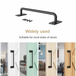 Wholesale 🔥 WINSOON 12 in. L Black Powder 🧥 Coated Rounded Corners Sliding Barn Door Pull and Flush Barn Door Handle Set 🧨 -Premier Lock Sales black winsoon barn door hardware gcm4989 76 1000