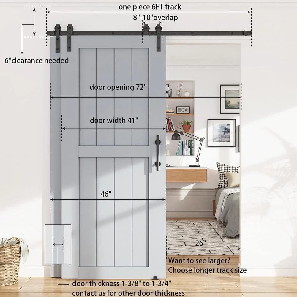 Cheap ❤️ WINSOON 6 ft./72 in. Single Track Bypass Barn Door Hardware Double Doors Kit, Heavy-Duty Sliding 1-Track Antique Roller 🤩 4 Cheap ❤️ WINSOON 6 ft./72 in. Single Track Bypass Barn Door Hardware Double Doors Kit, Heavy-Duty Sliding 1-Track Antique Roller 🤩 - Image 4