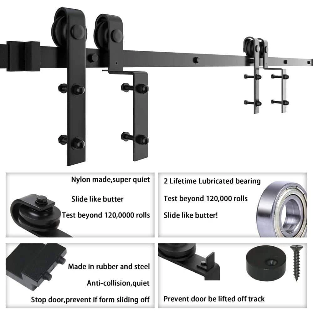 Cheap ❤️ WINSOON 6 ft./72 in. Single Track Bypass Barn Door Hardware Double Doors Kit, Heavy-Duty Sliding 1-Track Antique Roller 🤩 6 Cheap ❤️ WINSOON 6 ft./72 in. Single Track Bypass Barn Door Hardware Double Doors Kit, Heavy-Duty Sliding 1-Track Antique Roller 🤩 - Image 6