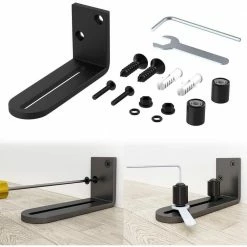 Cheapest 🤩 WINSOON 4-13/16 in. Sliding Barn Door Floor Guides Adjustable Stay Roller Hardware Kit Wall Mount Roller Guide for Small Space 🥰 -Premier Lock Sales black winsoon barn door hardware gcm5118 fa 1000