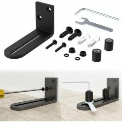 Coupon 💯 WINSOON 4-13/16 in. Sliding Barn Door Floor Guides Adjustable Stay Roller Hardware Kit Wall Mount Roller Guide (2-Pack) ⭐ -Premier Lock Sales black winsoon barn door hardware gcm5118x2 fa 1000