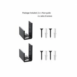 Cheapest 😉 WINSOON Adjustable Floor Guide for Sliding Barn Door, Wall Mount Bottom Hardware System for Closet Bypass Doors TV Stand(2 sets) 💯 -Premier Lock Sales black winsoon barn door hardware gcm5160x2 fa 1000