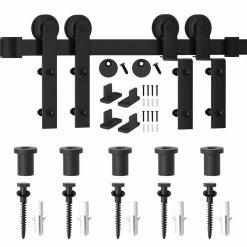 Brand new 🌟 WINSOON 6 ft./72 in. Single Track Bypass Sliding Barn Door Hardware Kit for Double Doors Low Ceiling ⌛