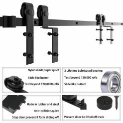 Buy 🌟 WINSOON Sliding Barn Door Hardware Hangers 2pcs Black (J Shape Bent Wheel) ❤️ -Premier Lock Sales black winsoon barn door hardware gcm5178 fa 1000