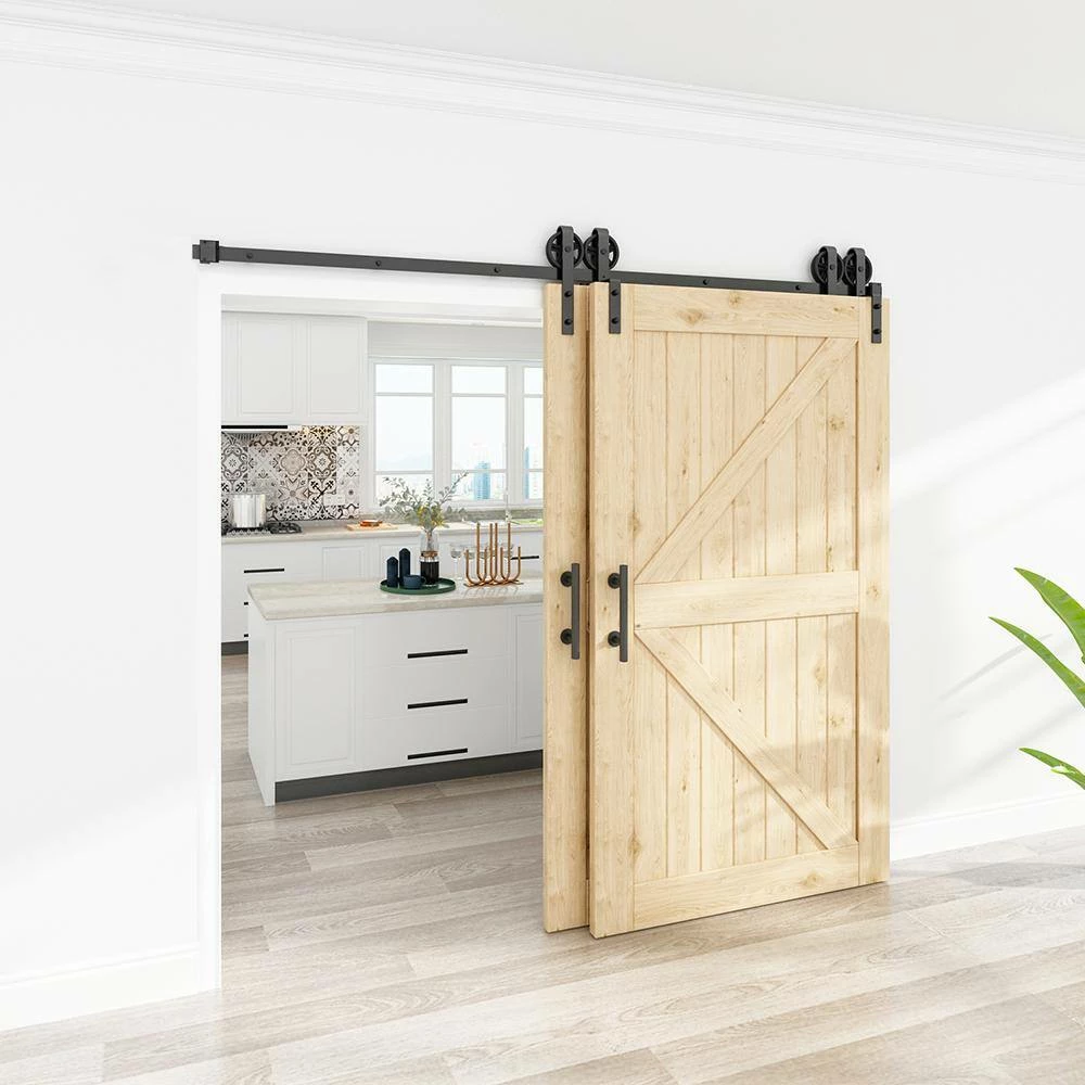 Best deal ✨ WINSOON 9 ft./108 in. Single Track Bypass Barn Door Hardware Double Doors Kit, Heavy-Duty Sliding 1 Track Big Wheel Roller 😍 3 Best deal ✨ WINSOON 9 ft./108 in. Single Track Bypass Barn Door Hardware Double Doors Kit, Heavy-Duty Sliding 1 Track Big Wheel Roller 😍 - Image 3
