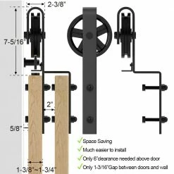 Best deal ✨ WINSOON 9 ft./108 in. Single Track Bypass Barn Door Hardware Double Doors Kit, Heavy-Duty Sliding 1 Track Big Wheel Roller 😍 13 Best deal ✨ WINSOON 9 ft./108 in. Single Track Bypass Barn Door Hardware Double Doors Kit, Heavy-Duty Sliding 1 Track Big Wheel Roller 😍 -Premier Lock Sales black winsoon barn door hardware gcm5208 76 1000