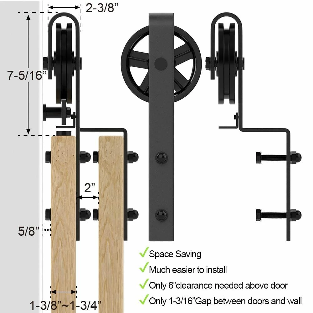 Best deal ✨ WINSOON 9 ft./108 in. Single Track Bypass Barn Door Hardware Double Doors Kit, Heavy-Duty Sliding 1 Track Big Wheel Roller 😍 7 Best deal ✨ WINSOON 9 ft./108 in. Single Track Bypass Barn Door Hardware Double Doors Kit, Heavy-Duty Sliding 1 Track Big Wheel Roller 😍 - Image 7