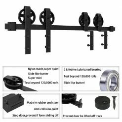 Best deal ✨ WINSOON 9 ft./108 in. Single Track Bypass Barn Door Hardware Double Doors Kit, Heavy-Duty Sliding 1 Track Big Wheel Roller 😍 12 Best deal ✨ WINSOON 9 ft./108 in. Single Track Bypass Barn Door Hardware Double Doors Kit, Heavy-Duty Sliding 1 Track Big Wheel Roller 😍 -Premier Lock Sales black winsoon barn door hardware gcm5208 fa 1000