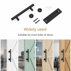 Coupon 😍 WINSOON 12 in. L Sliding Barn Door Handle and 4.8 in. Barn Door Floor Guide (1 x Door Handle, 2 x Floor Guide) 🔥 -Premier Lock Sales black winsoon barn door hardware gcm5587 4f 1000
