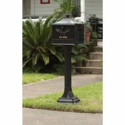 Cheapest ✨ Gibraltar Mailboxes Pedestal Black, Large, Aluminum, Locking, All-in-One Mailbox and Post Combo 🎉 -Premier Lock Sales blacks gibraltar mailboxes mailboxes with post ped0000b 31 1000