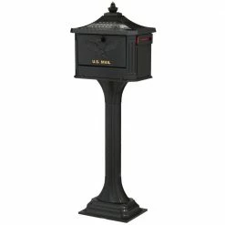 Cheapest ✨ Gibraltar Mailboxes Pedestal Black, Large, Aluminum, Locking, All-in-One Mailbox and Post Combo 🎉