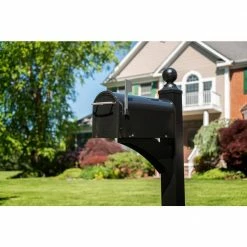 Cheapest 💯 Gibraltar Mailboxes Franklin Black, Medium, Steel, Post Mount Mailbox with Satin Nickel Handle 👏 -Premier Lock Sales blacks gibraltar mailboxes post mount mailboxes fm110b00 31 1000