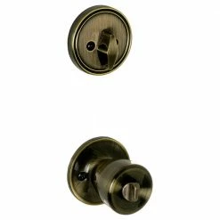 New ⌛ ESSENTIALS by Schlage Antique Brass Single Cylinder Deadbolt and Brill Entry Door Knob Combo Pack 🥰 -Premier Lock Sales essentials by schlage door lock combo packs vc60 v brl 609 40 1000