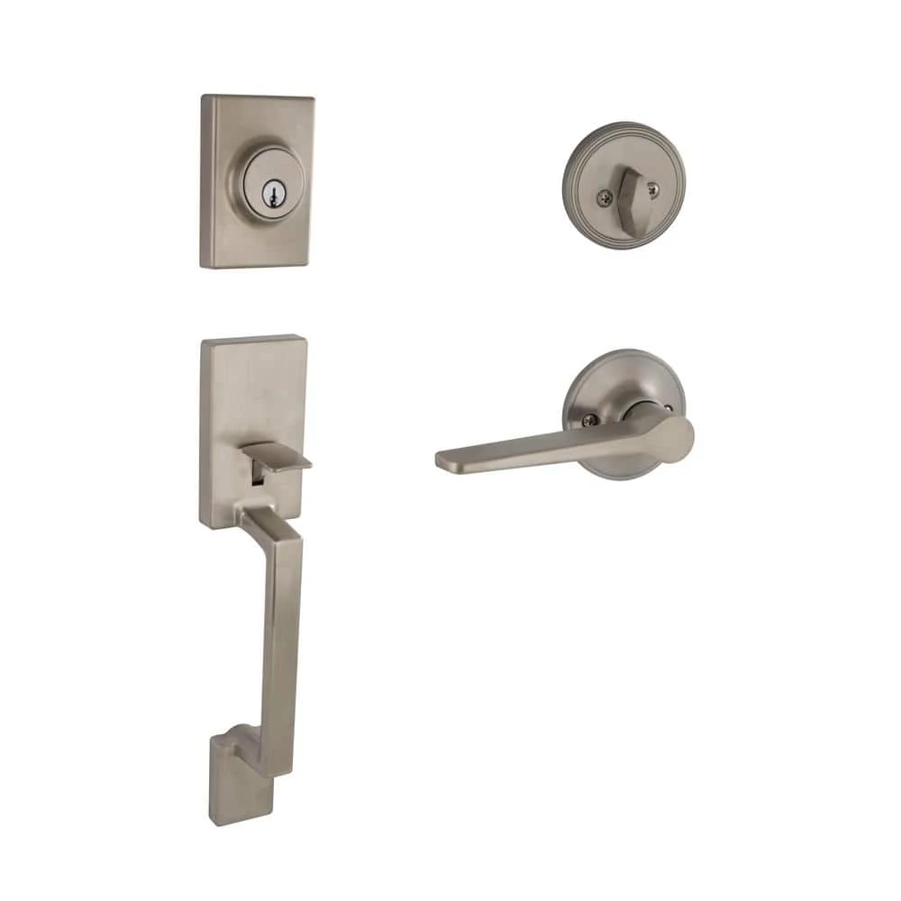 Brand new π ESSENTIALS by Schlage Branwell Satin Nickel Single Cylinder Deadbolt with Vining Handle Door Handleset π 1 Brand new π ESSENTIALS by Schlage Branwell Satin Nickel Single Cylinder Deadbolt with Vining Handle Door Handleset π