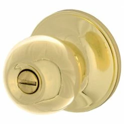 Coupon ✔️ ESSENTIALS by Schlage Morrow Bright Brass Privacy Bed/Bath Door Knob 🎉 -Premier Lock Sales essentials by schlage privacy door knobs v40 v mow 605 1d 1000