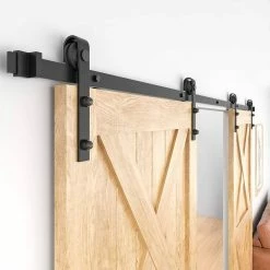 New π WINSOON 10 ft./120 in. Frosted Black Sliding Barn Door Hardware Track Kit for Double Doors with Non-Routed Floor Guide π 10 New π WINSOON 10 ft./120 in. Frosted Black Sliding Barn Door Hardware Track Kit for Double Doors with Non-Routed Floor Guide π -Premier Lock Sales frosted black winsoon barn door hardware gcm1879 1 1f 1000