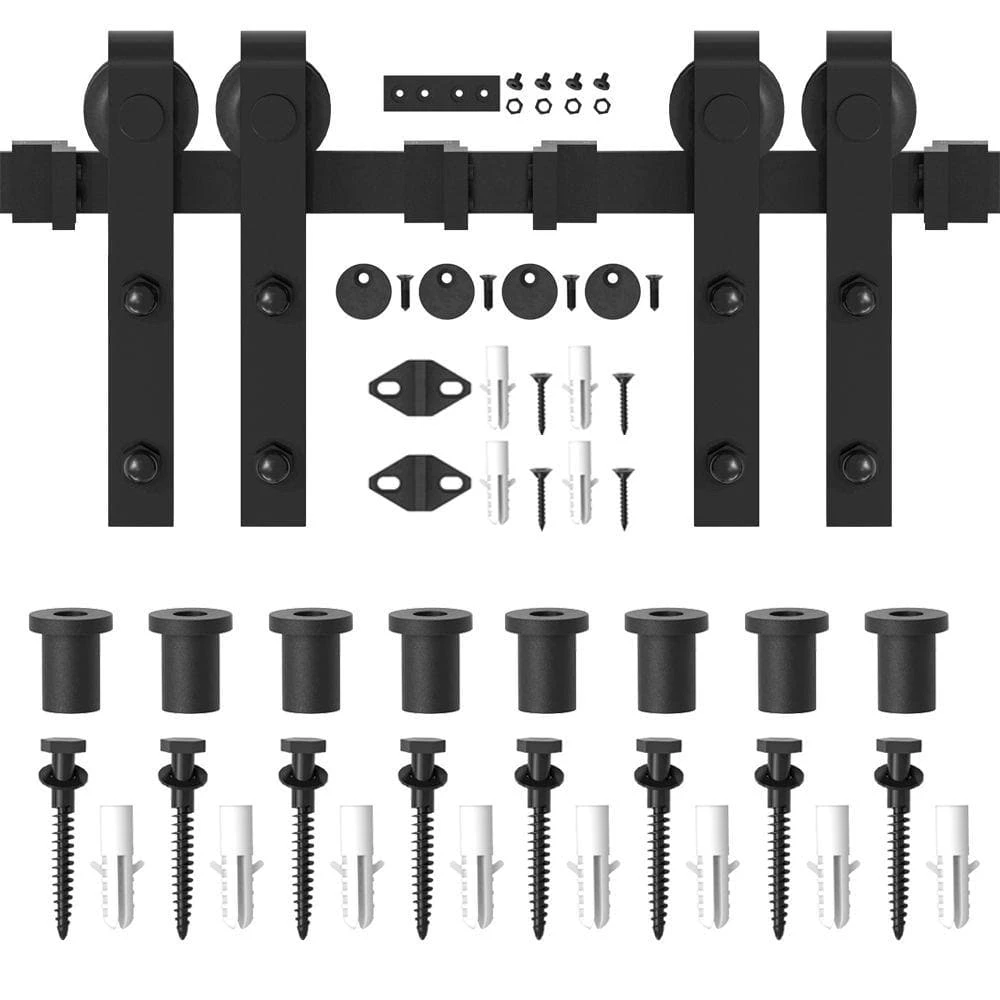 New π WINSOON 10 ft./120 in. Frosted Black Sliding Barn Door Hardware Track Kit for Double Doors with Non-Routed Floor Guide π 1 New π WINSOON 10 ft./120 in. Frosted Black Sliding Barn Door Hardware Track Kit for Double Doors with Non-Routed Floor Guide π