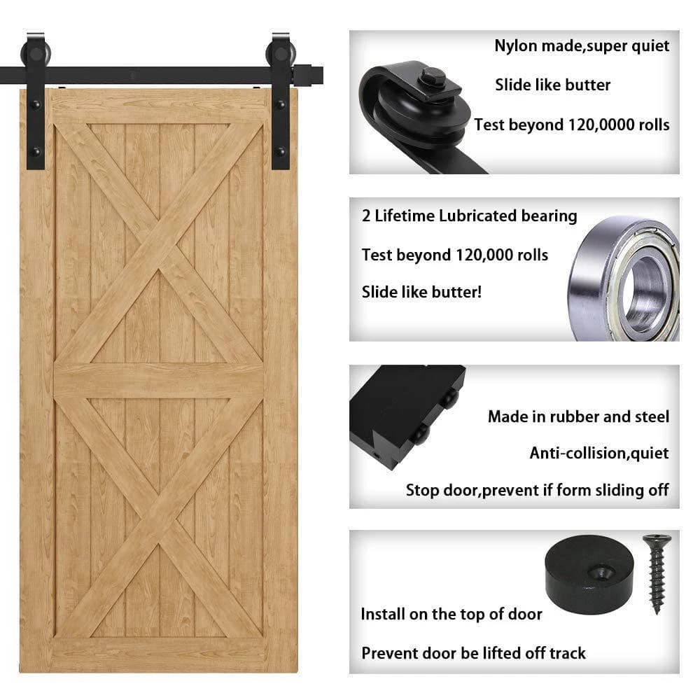 New π WINSOON 10 ft./120 in. Frosted Black Sliding Barn Door Hardware Track Kit for Double Doors with Non-Routed Floor Guide π 6 New π WINSOON 10 ft./120 in. Frosted Black Sliding Barn Door Hardware Track Kit for Double Doors with Non-Routed Floor Guide π - Image 6