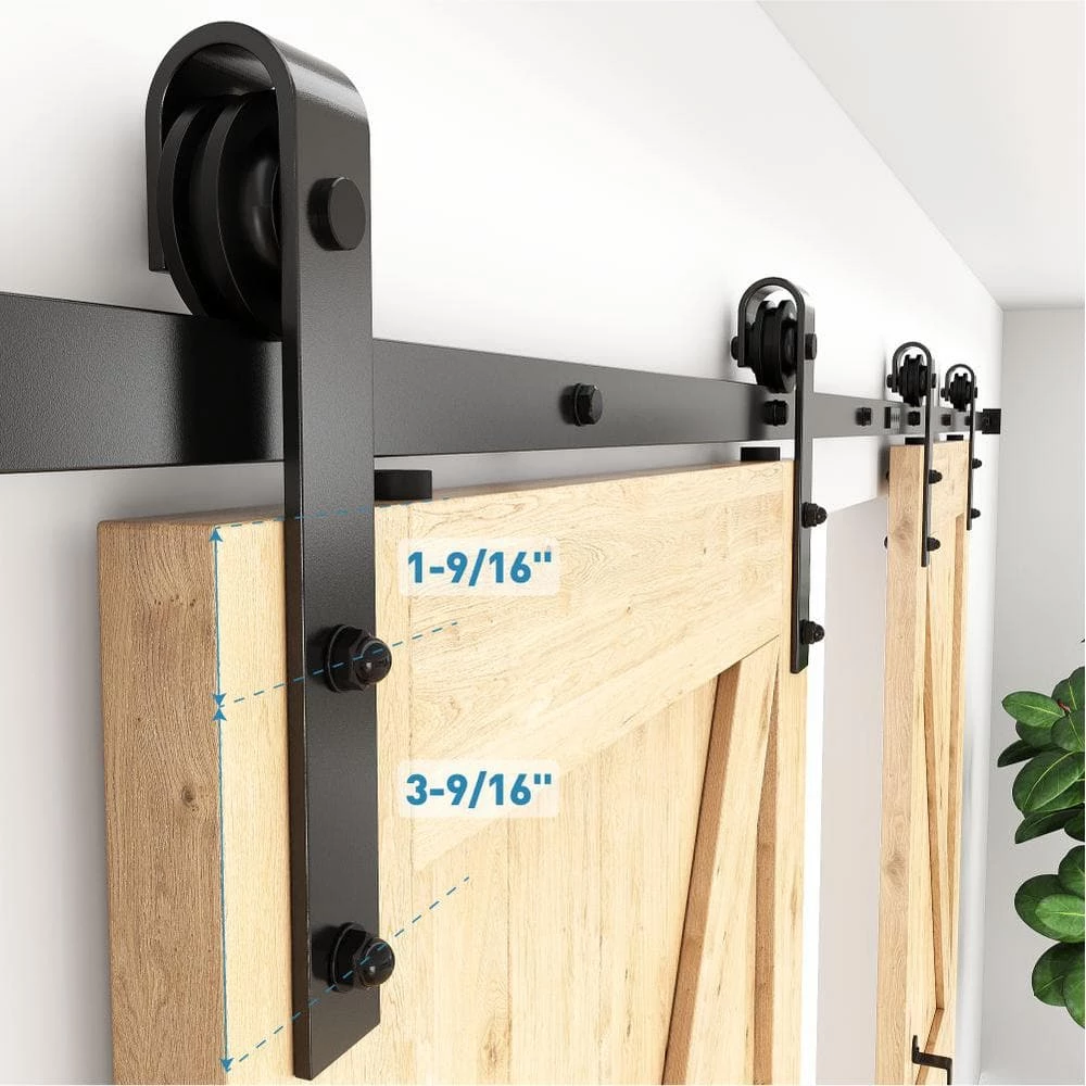 Deals β WINSOON 12 ft./144 in. Frosted Black Sliding Barn Door Hardware Track Kit for Double Doors with Non-Routed Floor Guide π 5 Deals β WINSOON 12 ft./144 in. Frosted Black Sliding Barn Door Hardware Track Kit for Double Doors with Non-Routed Floor Guide π - Image 5