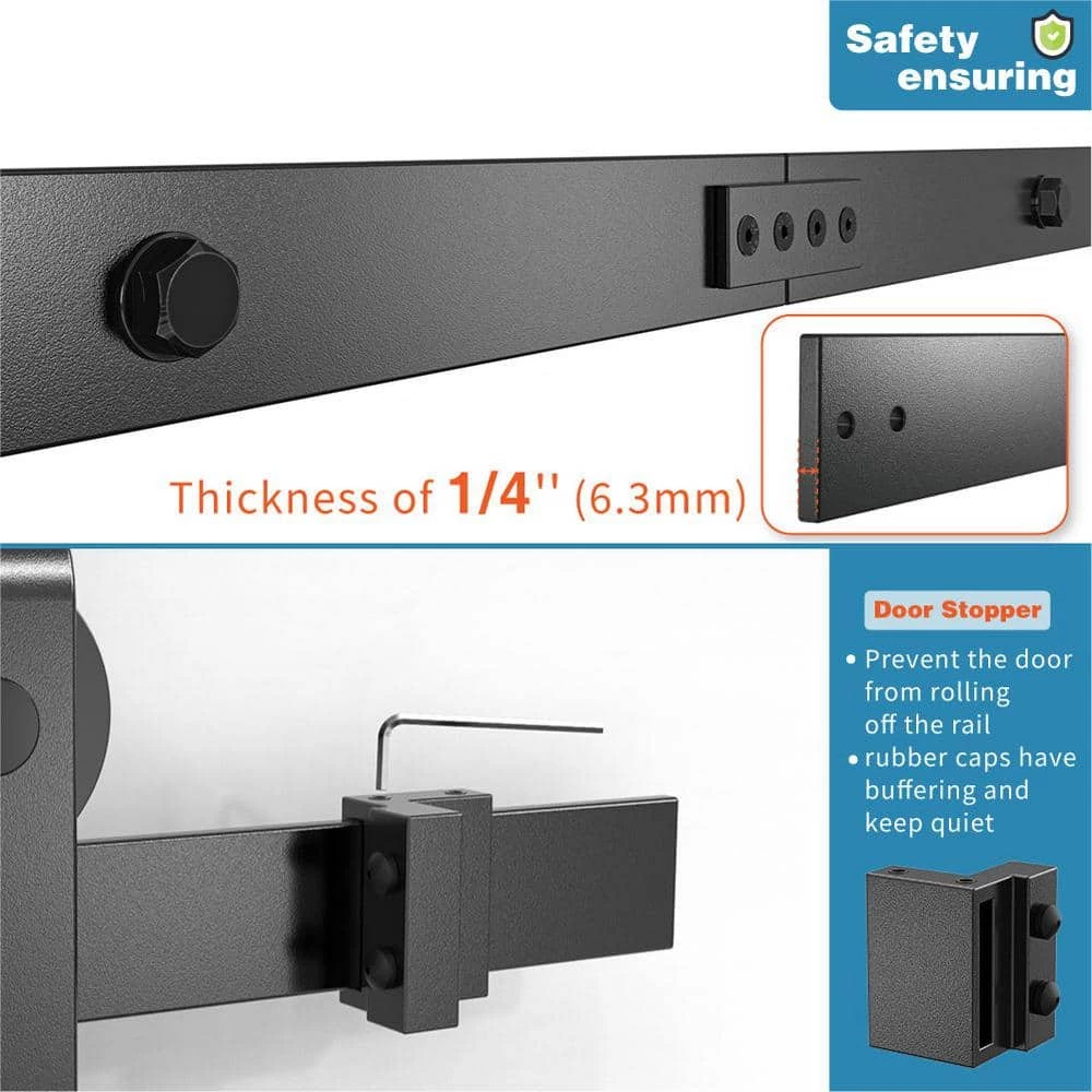 Deals β WINSOON 12 ft./144 in. Frosted Black Sliding Barn Door Hardware Track Kit for Double Doors with Non-Routed Floor Guide π 6 Deals β WINSOON 12 ft./144 in. Frosted Black Sliding Barn Door Hardware Track Kit for Double Doors with Non-Routed Floor Guide π - Image 6