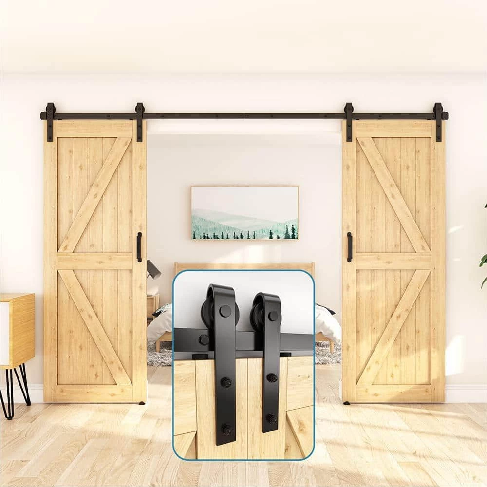 Deals β WINSOON 12 ft./144 in. Frosted Black Sliding Barn Door Hardware Track Kit for Double Doors with Non-Routed Floor Guide π 3 Deals β WINSOON 12 ft./144 in. Frosted Black Sliding Barn Door Hardware Track Kit for Double Doors with Non-Routed Floor Guide π - Image 3