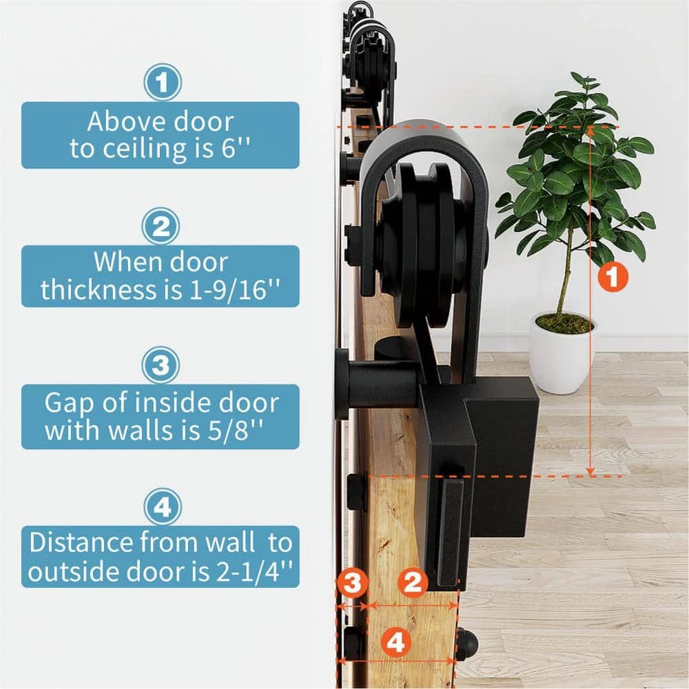 Deals β WINSOON 12 ft./144 in. Frosted Black Sliding Barn Door Hardware Track Kit for Double Doors with Non-Routed Floor Guide π 2 Deals β WINSOON 12 ft./144 in. Frosted Black Sliding Barn Door Hardware Track Kit for Double Doors with Non-Routed Floor Guide π - Image 2