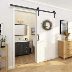 Top 10 ⌛ WINSOON 6 ft./72 in. Frosted Black Sliding Barn Door Hardware Track Kit for Single with Non-Routed Floor Guide 👍 -Premier Lock Sales frosted black winsoon barn door hardware gcm1911 4f 1000