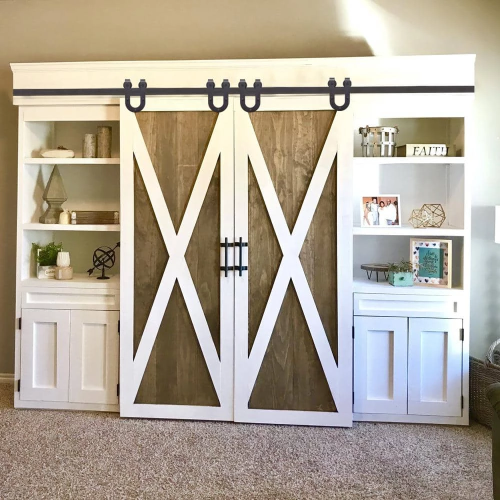 Outlet β¨ WINSOON 8 ft. /96 in. Black Horseshoe Classic Bent Strap Barn Style Sliding Door Track and Hardware Set Non-Routed Door Guide π 2 Outlet β¨ WINSOON 8 ft. /96 in. Black Horseshoe Classic Bent Strap Barn Style Sliding Door Track and Hardware Set Non-Routed Door Guide π - Image 2