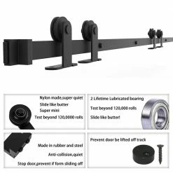 Best Sale 🎉 WINSOON 10 ft. /120 in. Top Mount Sliding Barn Door Hardware Track Kit for Double Doors with Non-Routed Floor Guide 😉 -Premier Lock Sales frosted black winsoon barn door hardware gcm1954 1 fa 1000