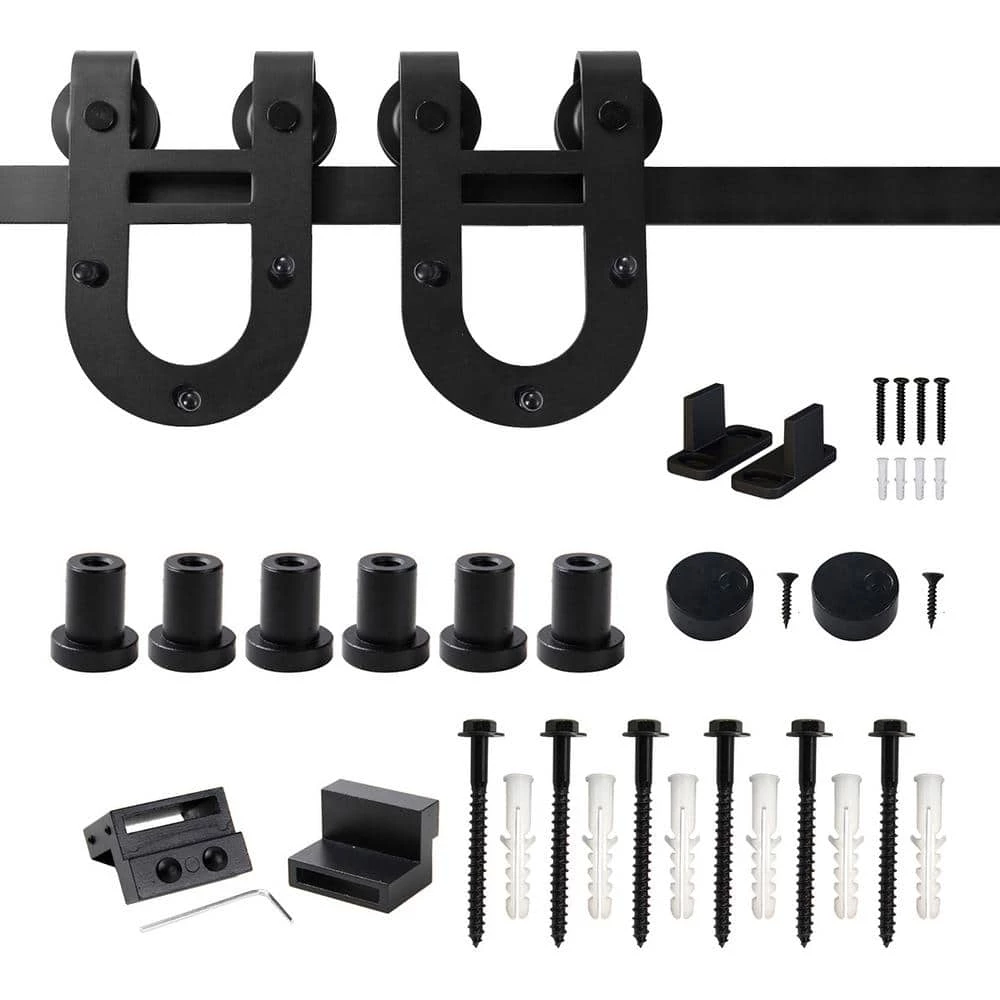 Best Pirce ๐ WINSOON 7.5 ft./90 in. Black Horseshoe Classic Bent Strap Barn Style Sliding Door Track and Hardware Set Non-Routed Door Guide ๐คฉ 1 Best Pirce ๐ WINSOON 7.5 ft./90 in. Black Horseshoe Classic Bent Strap Barn Style Sliding Door Track and Hardware Set Non-Routed Door Guide ๐คฉ